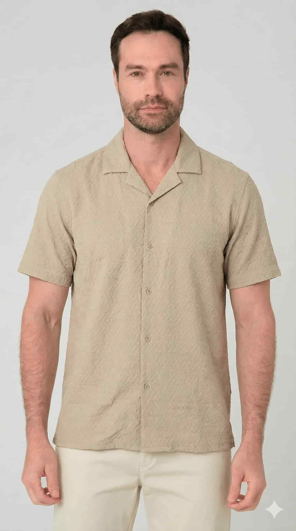 Camisa manga corta con textura para hombre Jon Sonen 027225019 - miniatura 3