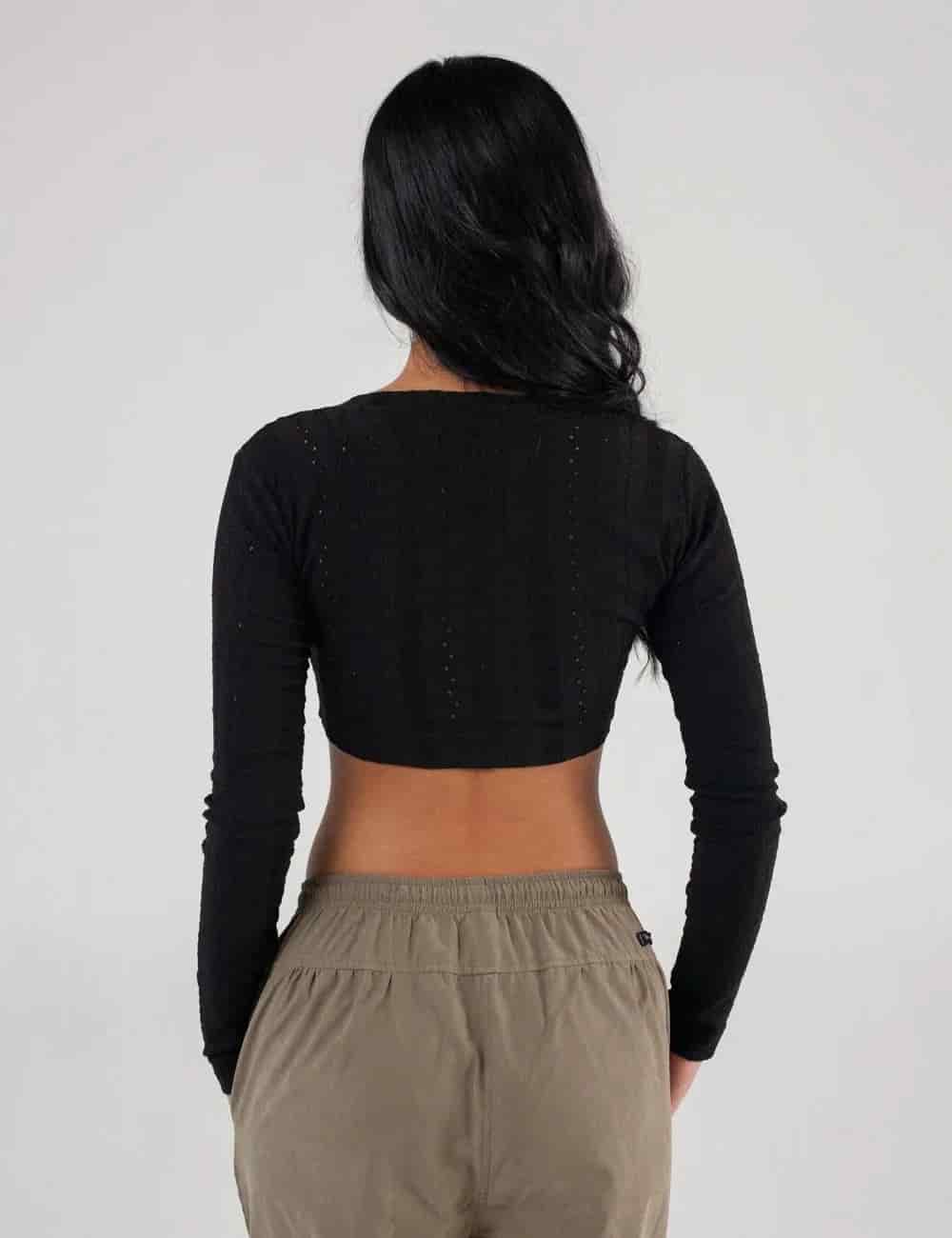 Crop Top manga larga Net negro Mujer - miniatura 10