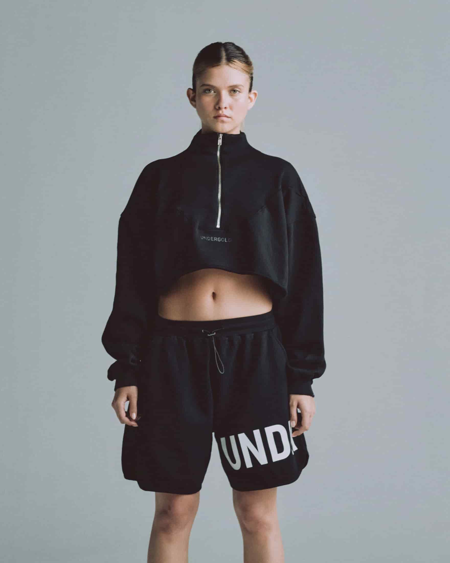 Line Logo Cropped Zip up Crewneck Black - miniatura 2
