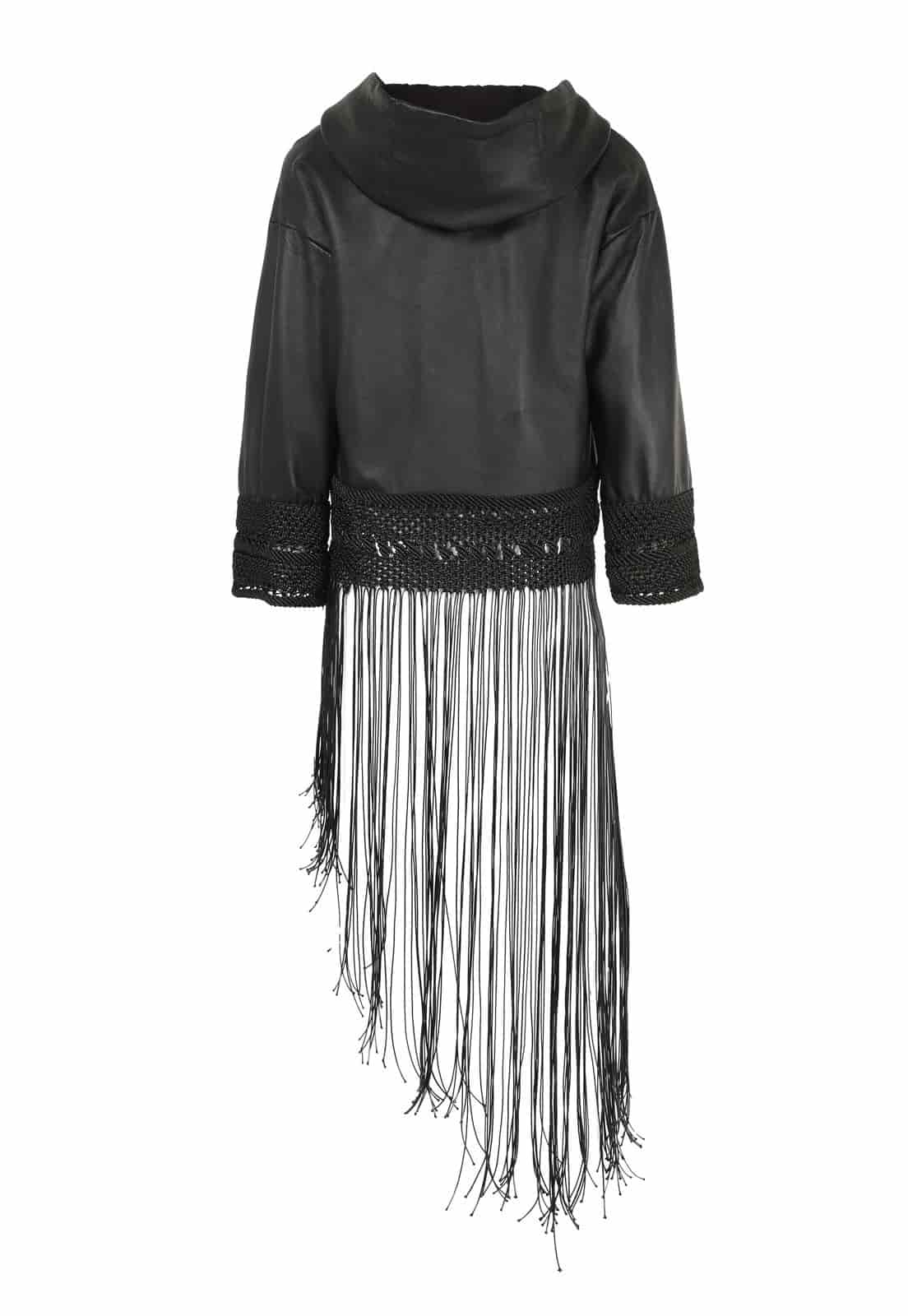 MACRAME LEATHER HOODIE - miniatura 3