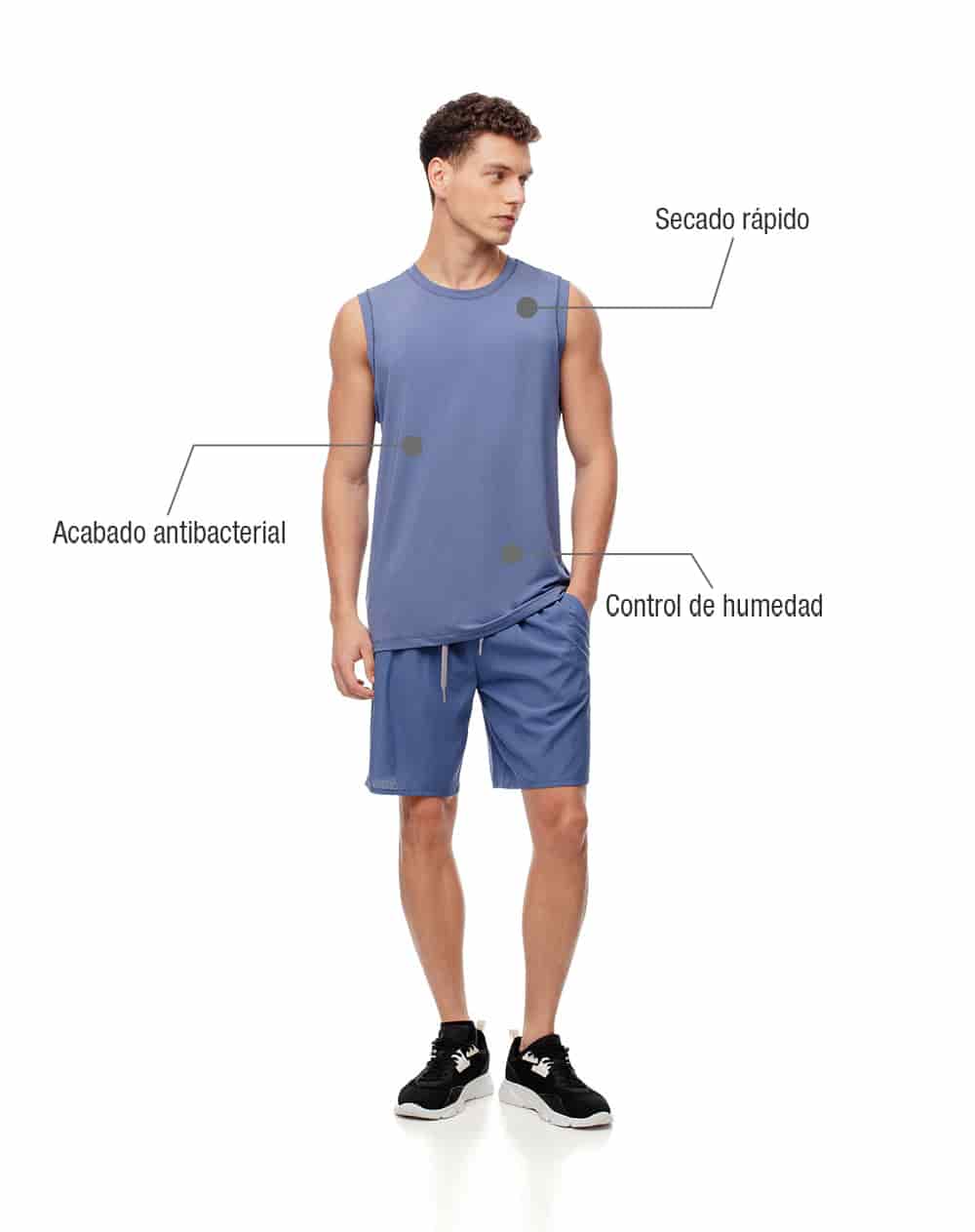 Camisilla deportiva antibacterial azul hombre - miniatura 2