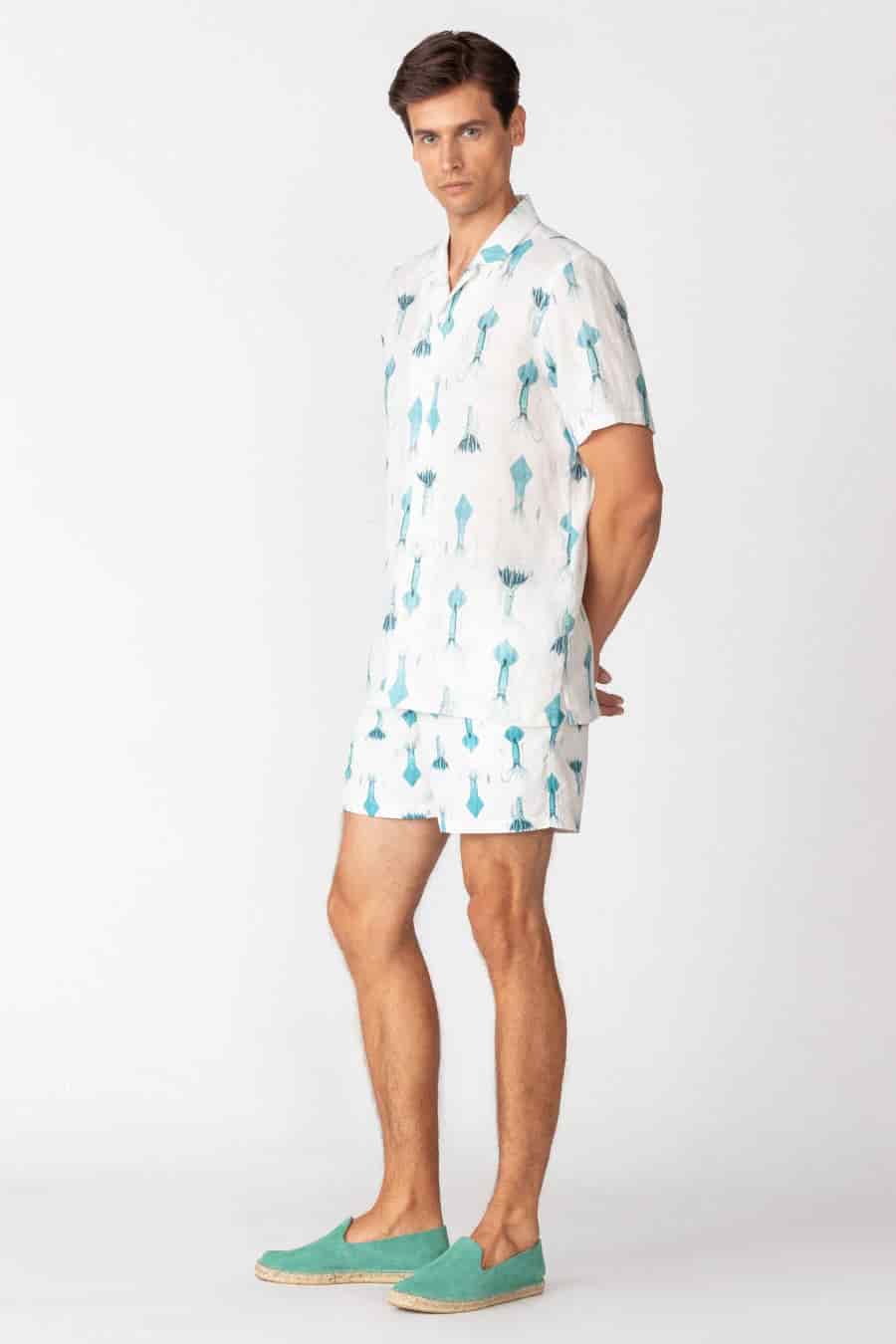 Men's linen shirt white egret - miniatura 2