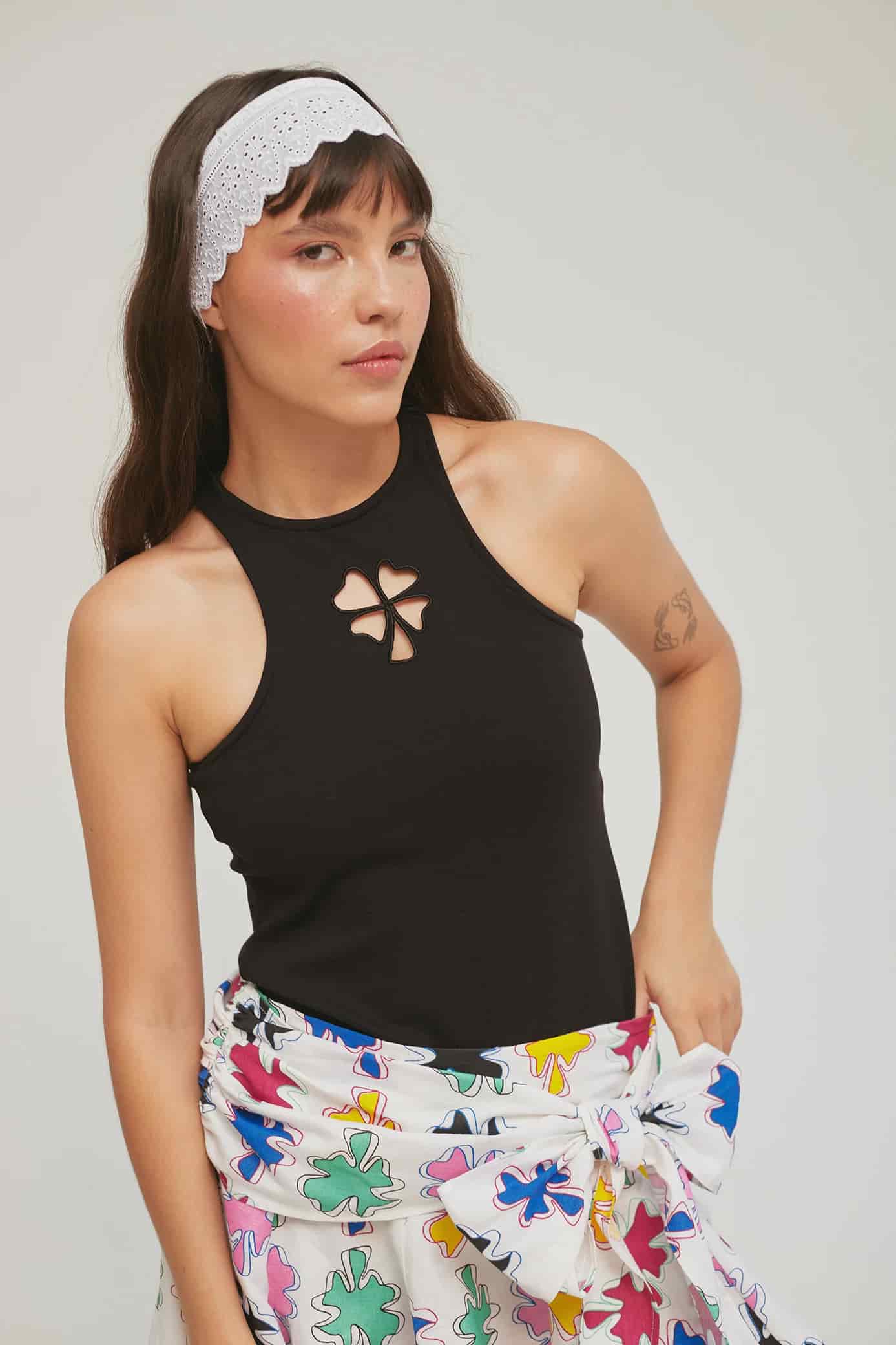 Trébol Tank Top Negro - miniatura 7