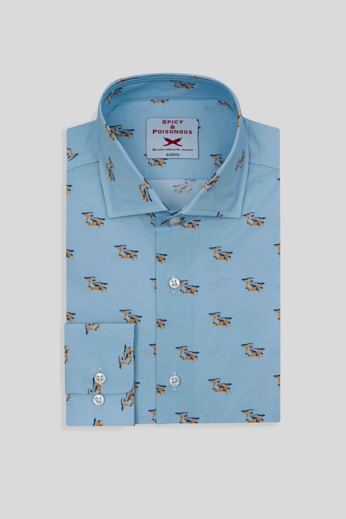 Men's cotton shirt sky blue lorenzo - miniatura 3