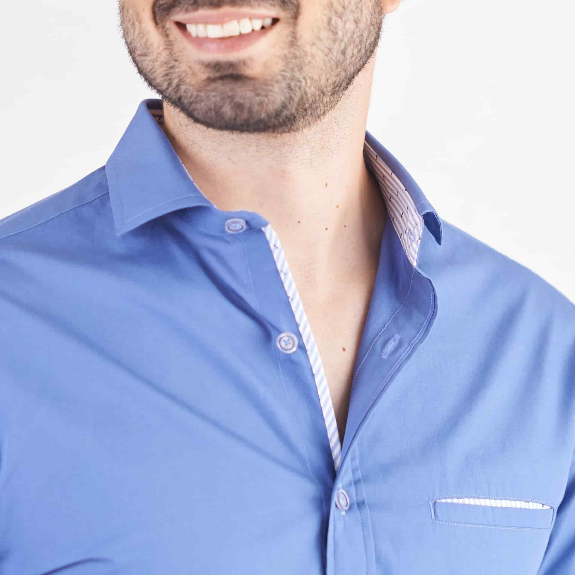 Camisa slim fit color azul - miniatura 3