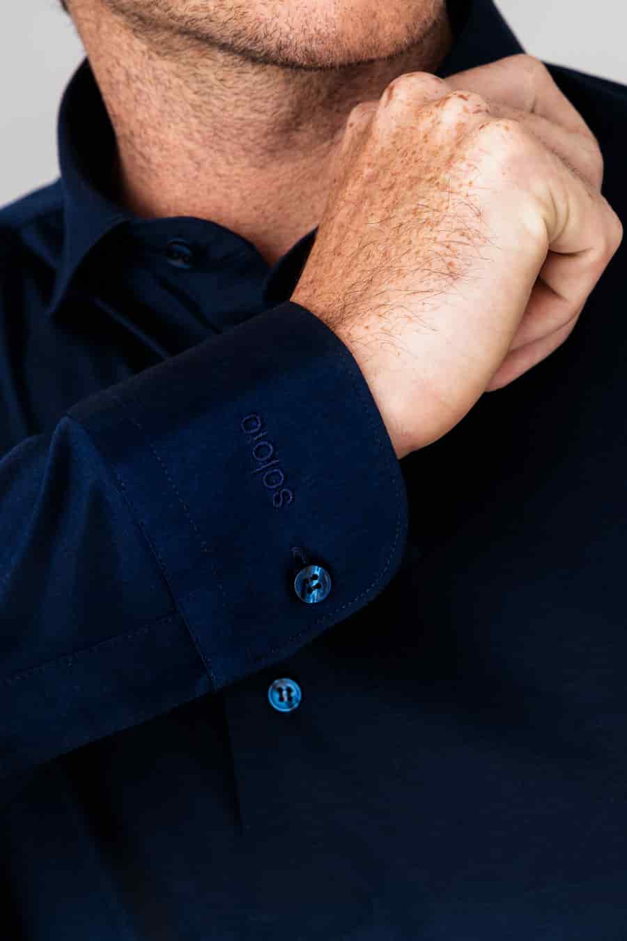 Men's cotton shirt navy jersey - miniatura 4