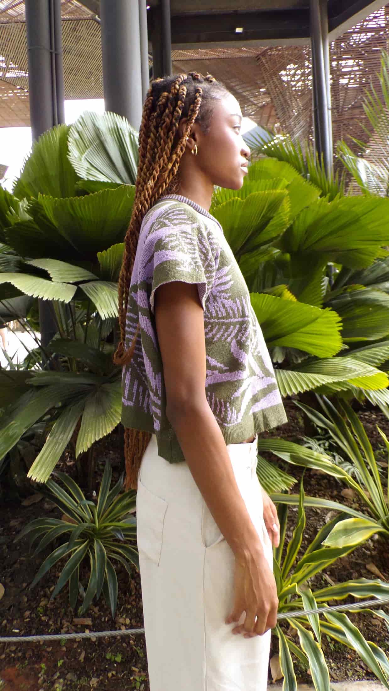 Blusa Palmas - verde militar y lila - miniatura 3