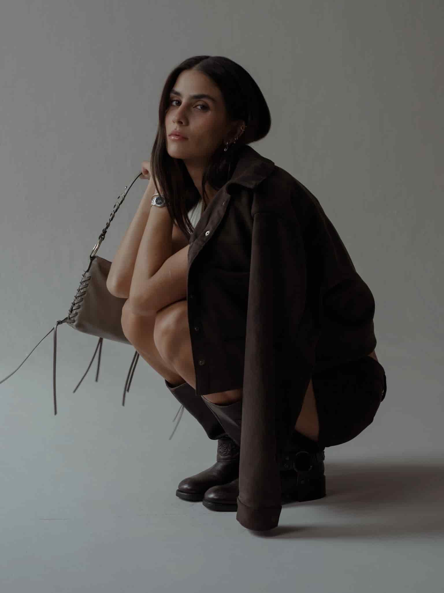 SUEDE BOXY JACKET - ESPRESSO - miniatura 9