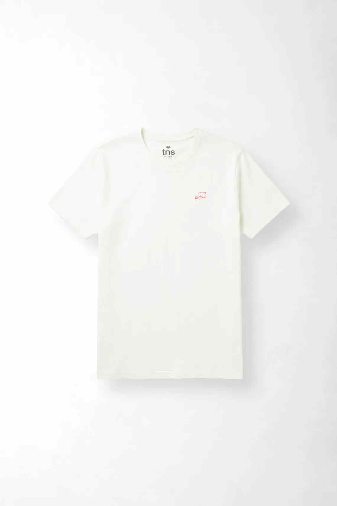 Camiseta regular con mini gráfico al pecho de algodón blanco para hombre - miniatura 3