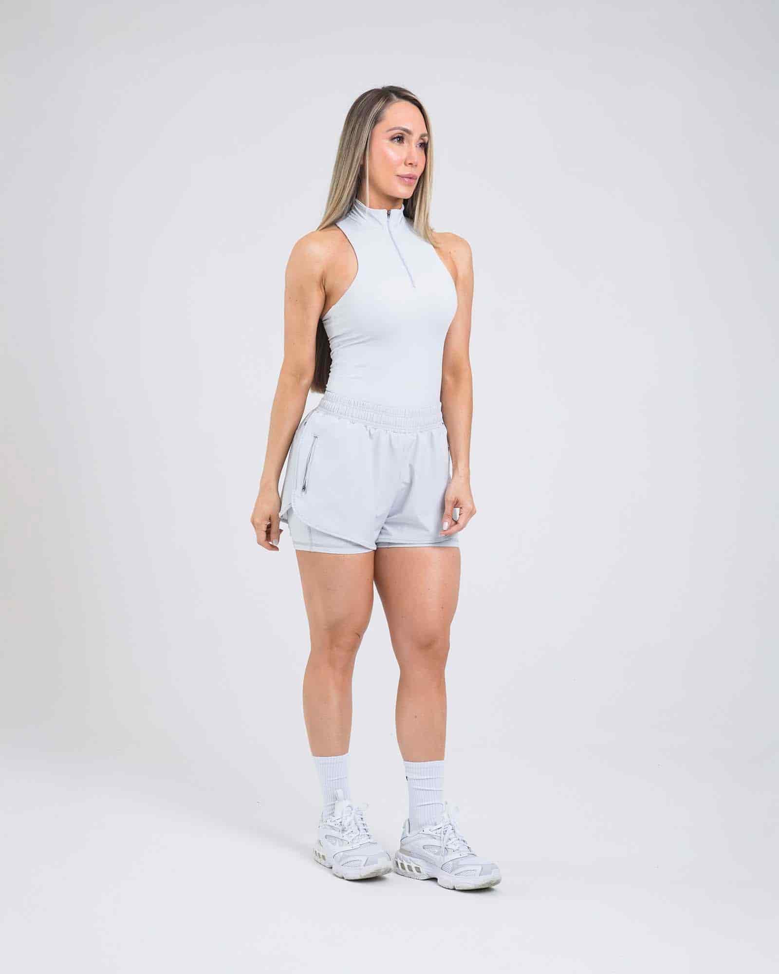 Short running trail dual gris cloud outdoor FIBER - miniatura 2