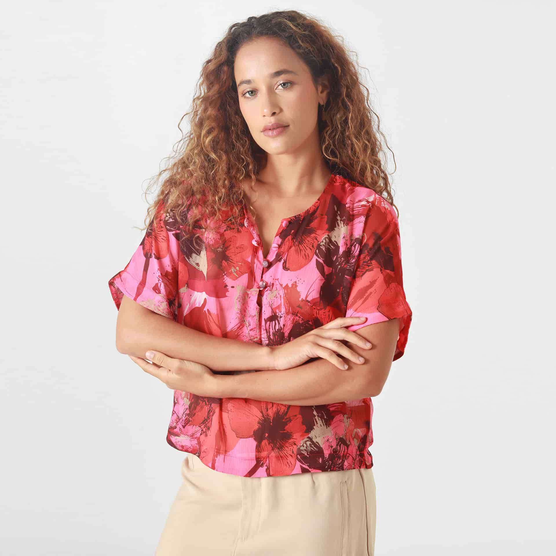 Blusa Cuello V Manga Corta - miniatura 1