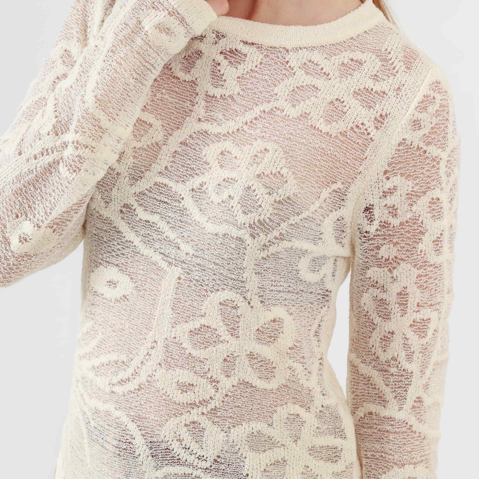 Sweater textura flor cuello redondo manga larga - miniatura 5