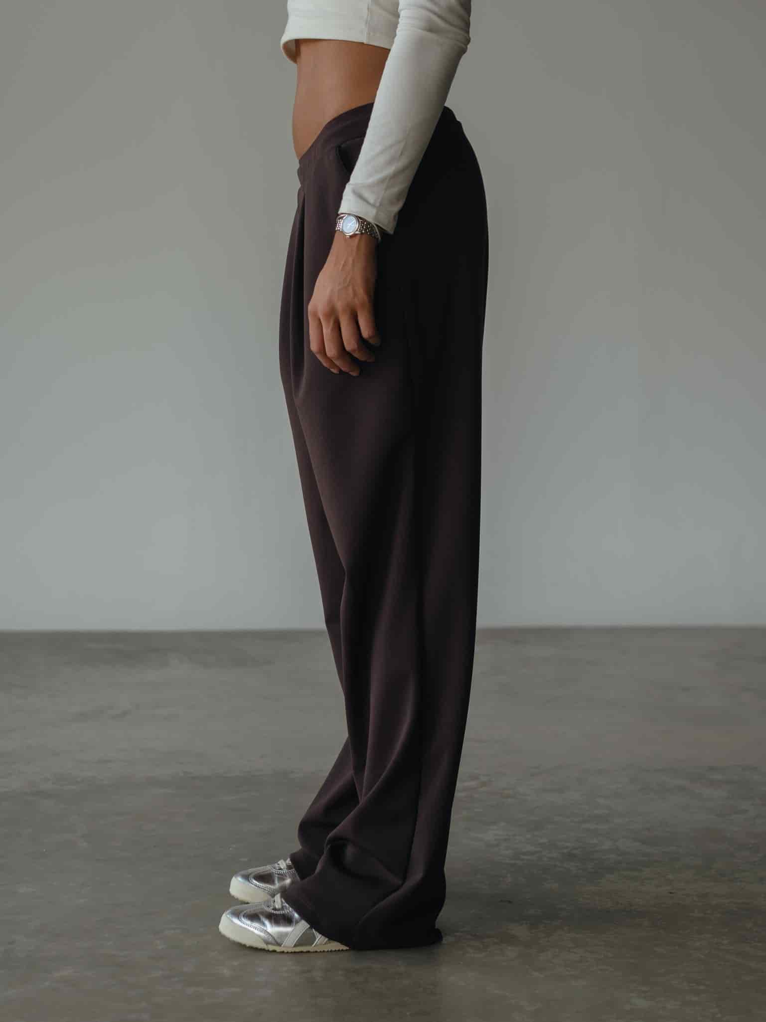WIDE LEG BAND PANT - ESPRESSO - miniatura 5
