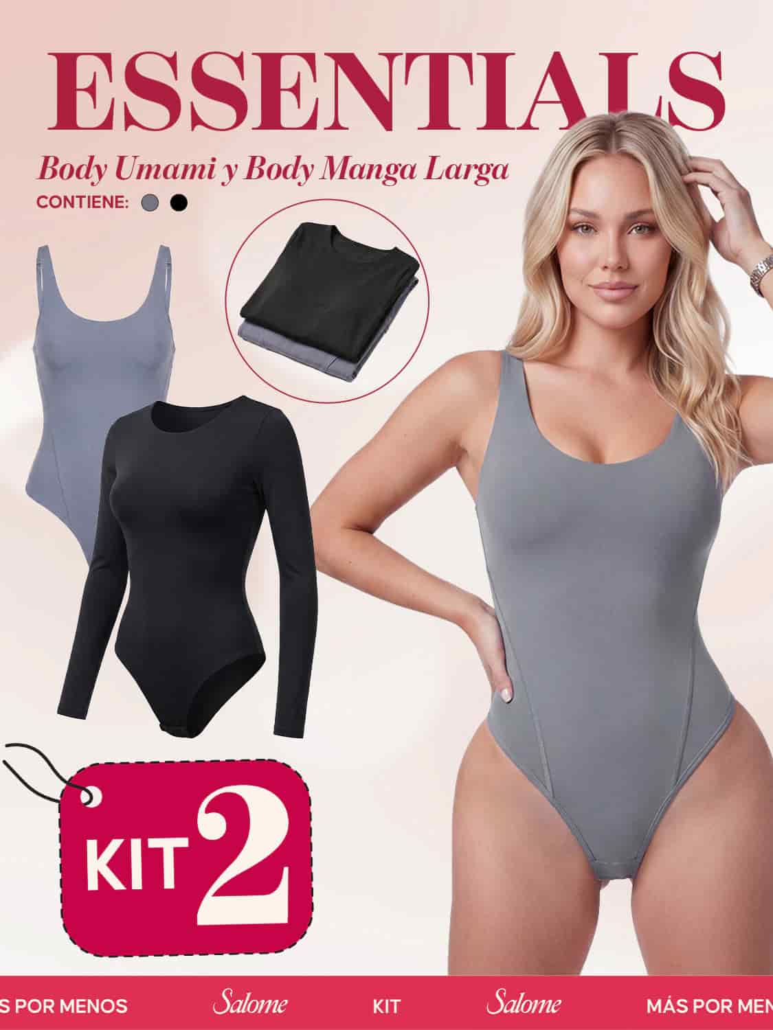 Kit Body Diario Umami Tiras Finas & Manga Larga Microfibra | Salome 5005 + 5008 | 03L5 - miniatura 3