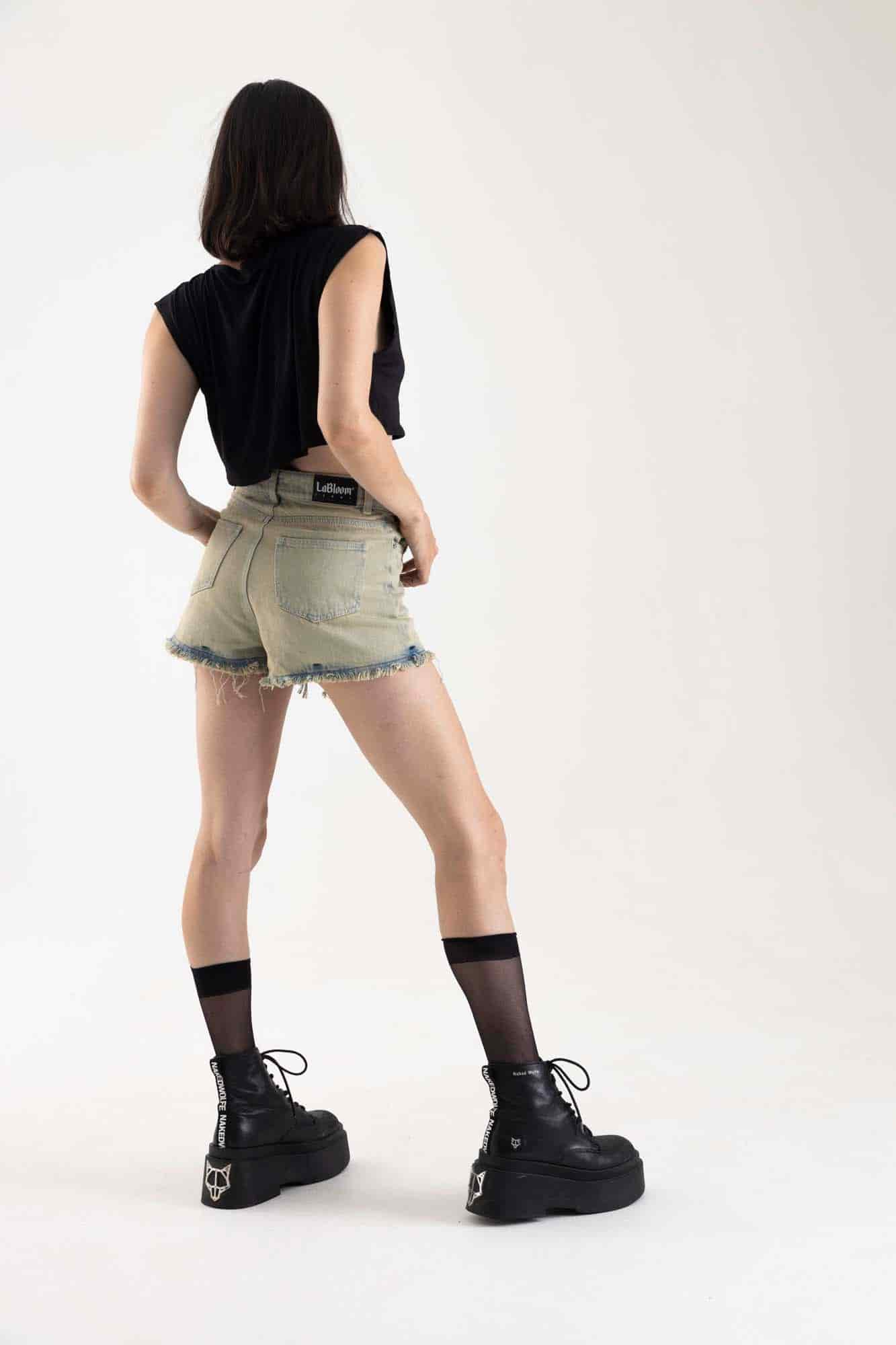 BLACK ACID DENIM SHORT - miniatura 13