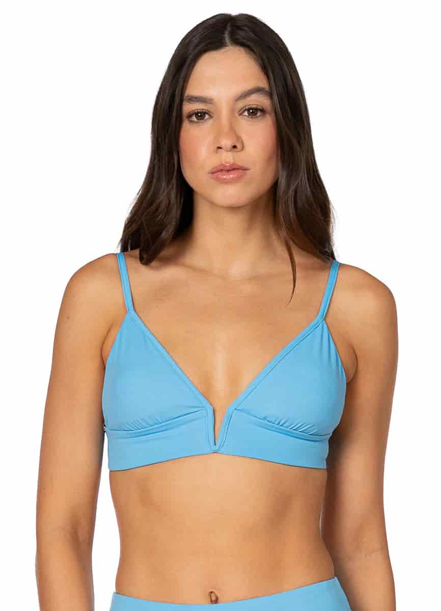 Maaji Stone Blue Parade Long Line Triangle Bikini Top - miniatura 3