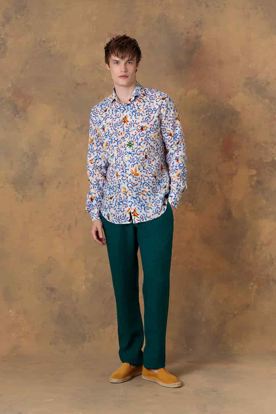 Men's shirt linen delphos white - miniatura 2