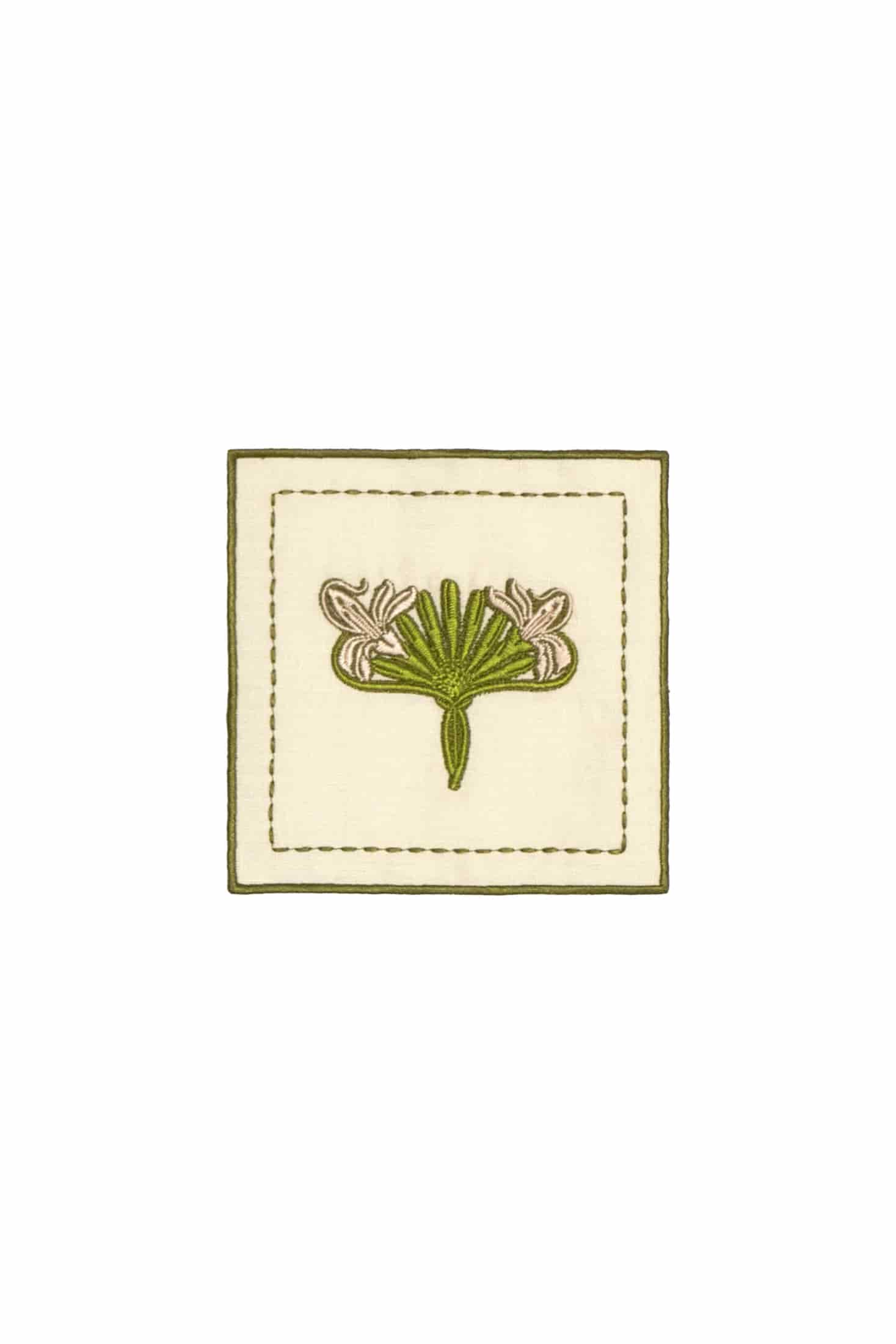Lirios Cocktail Napkins / Ivory & Green - Set of 4 - miniatura 2