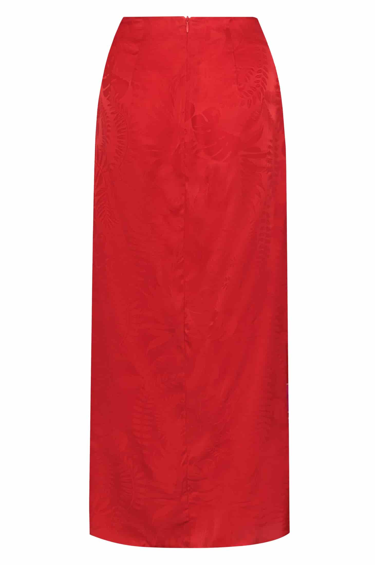 Amaime Silk Jacquard Midi Skirt / Red & Fuchsia Maxi Buganvilia - miniatura 3