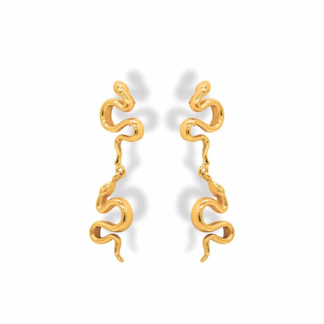 Aretes largos con serpiente grande - miniatura 1