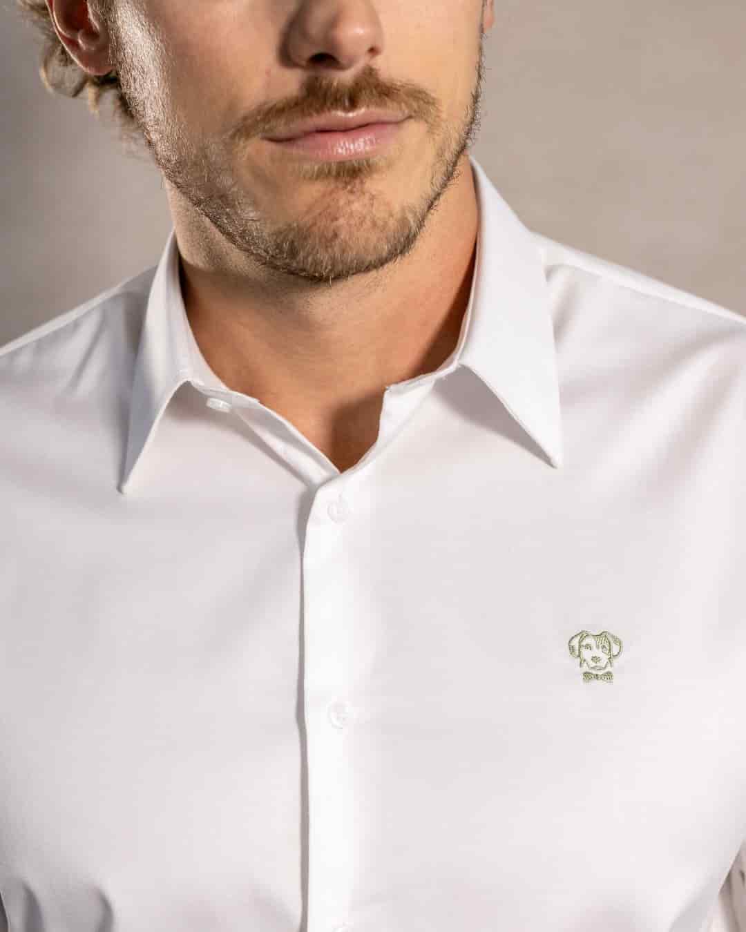 Camisa Antiarrugas Oxford Blanco Logo Sage - Talla Regular - miniatura 2