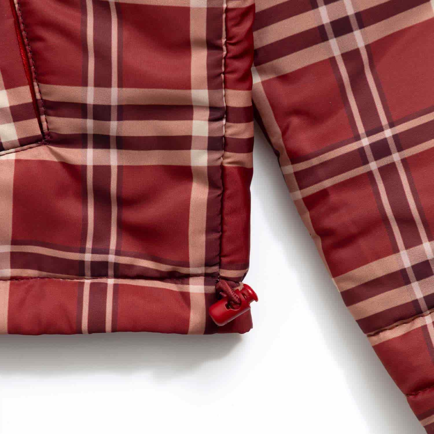 Intuition Plaid Puffer Jacket - Burgundy - miniatura 8