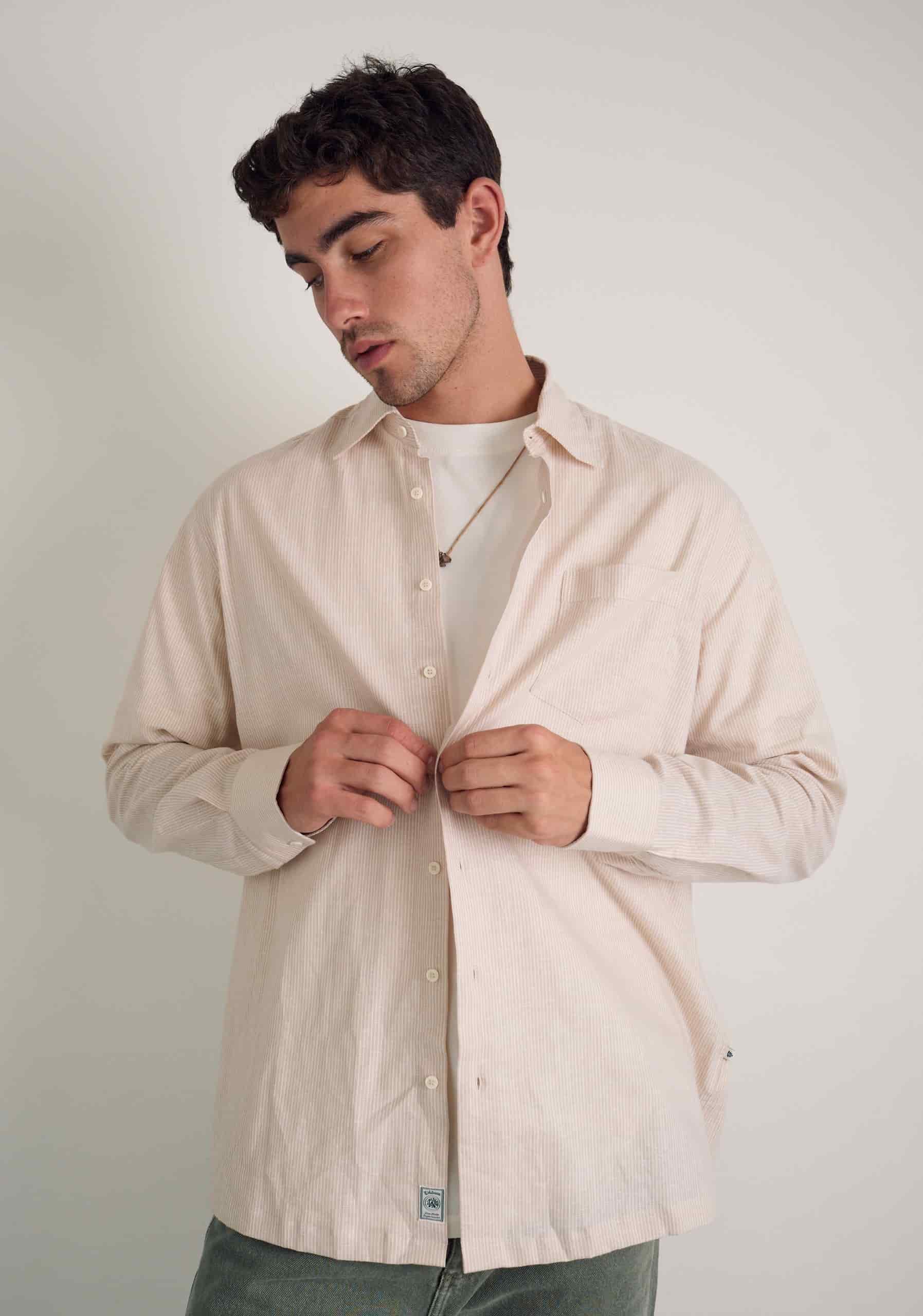 Camisa H CI Jamaica Rayas Delg Café Claro - miniatura 3