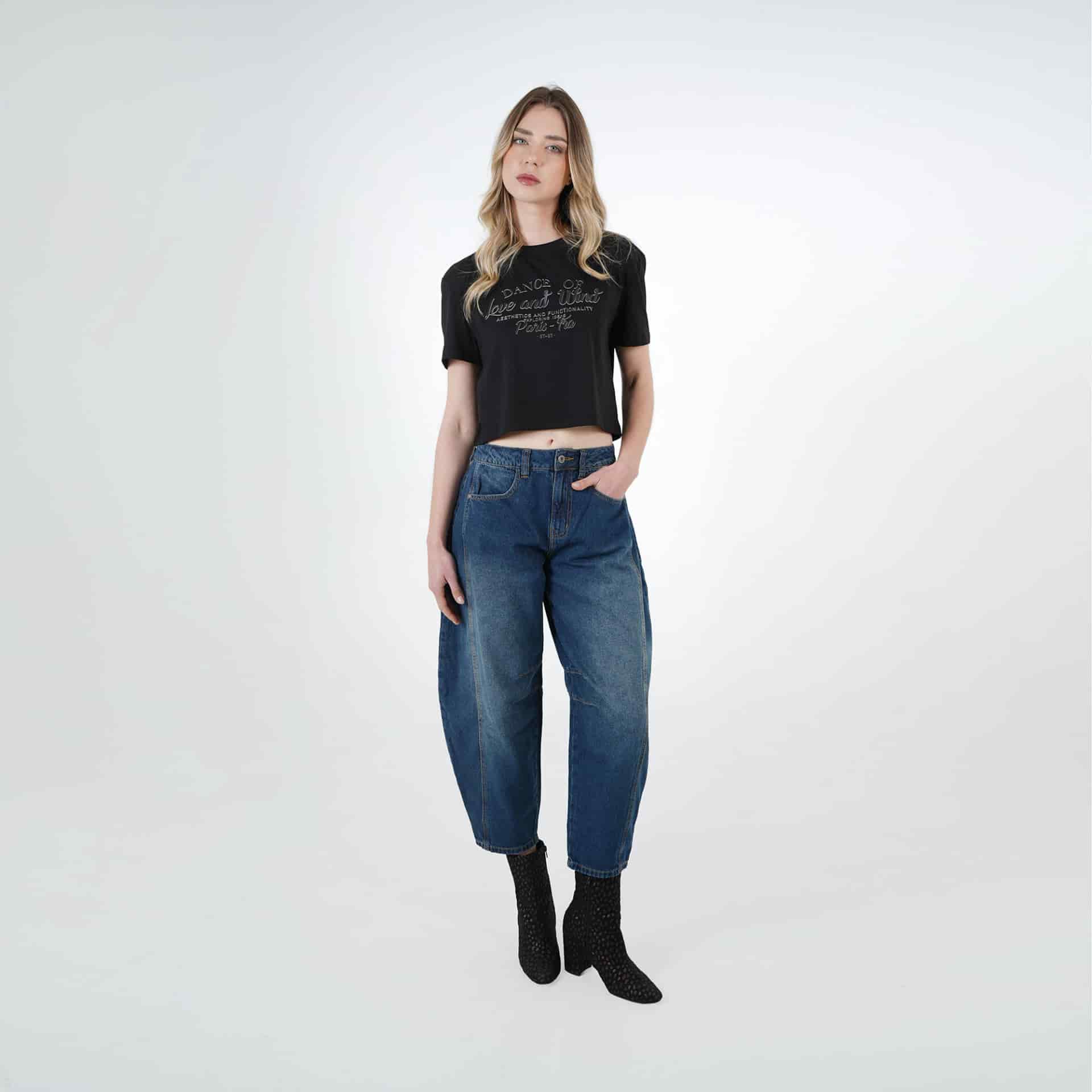 Camiseta crop cuello redondo manga corta estampado Dance - miniatura 5