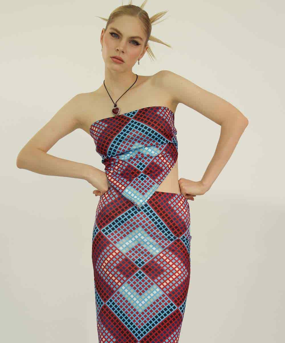 Long Skirt In Blueprint - miniatura 2