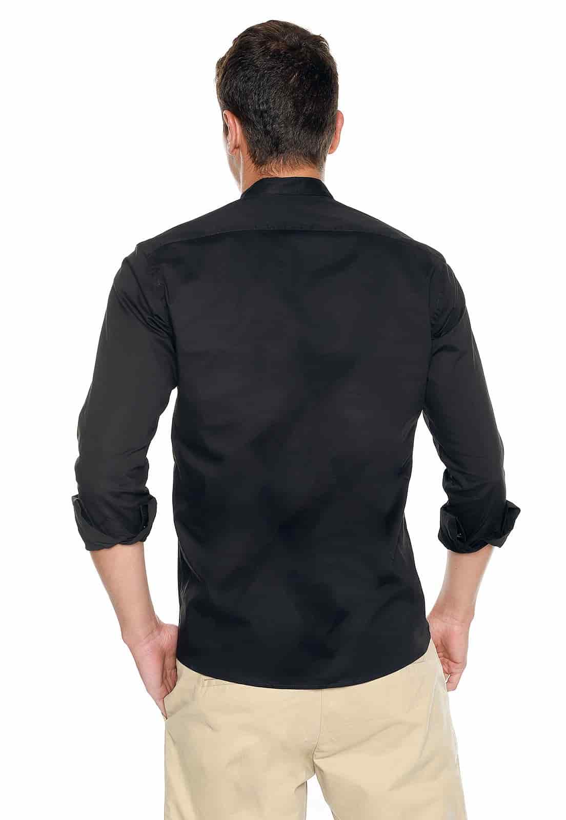 Camisa cuello nerú negra slimfit - miniatura 2