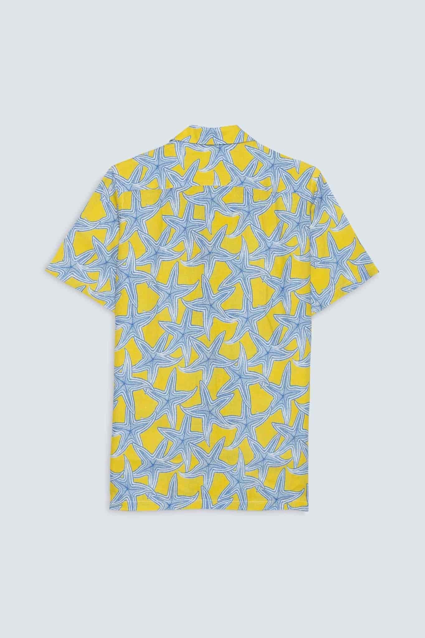 Men's linen shirt yellow intaglio - miniatura 5