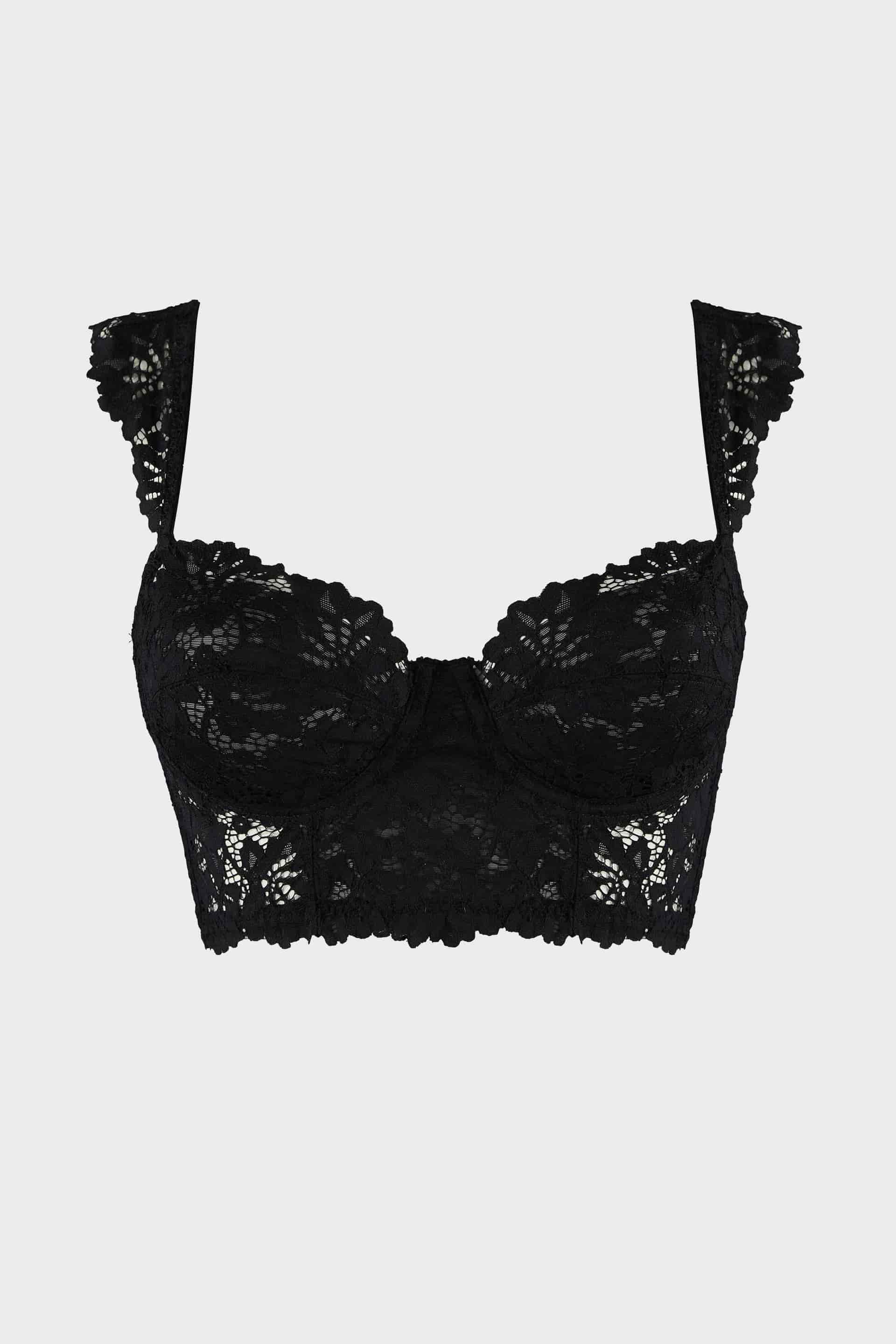 BRASIER BUSTIER ELLIPSE CON ARO Y ENCAJE TOTAL COMODIDAD VINTAGE NEGRO - miniatura 4