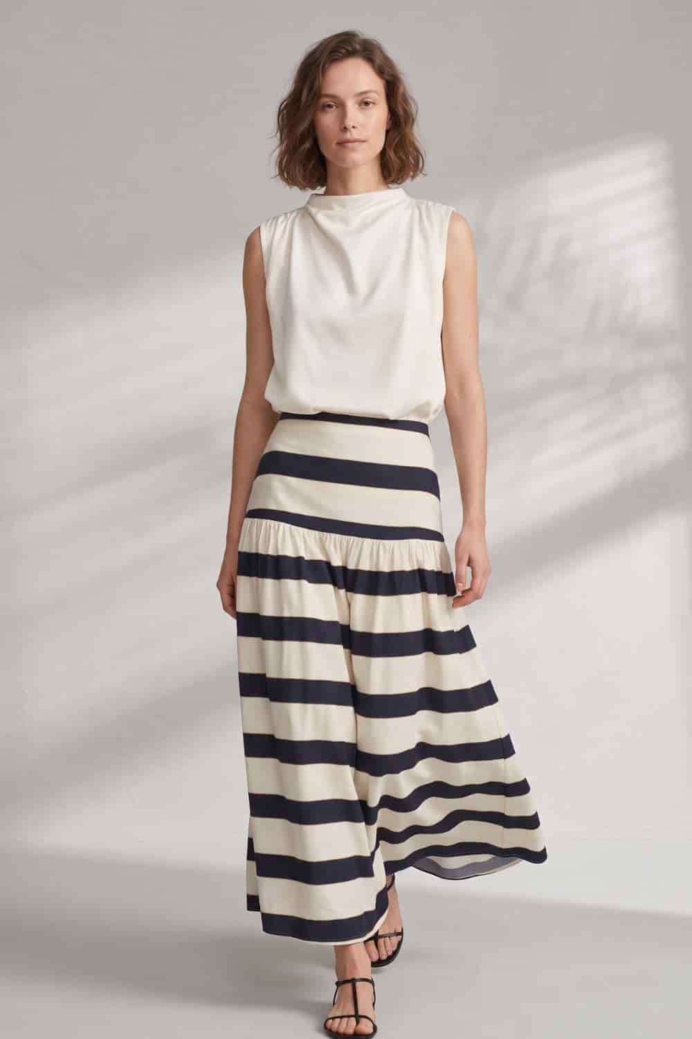 Falda andalucia ivory  navy - miniatura 3