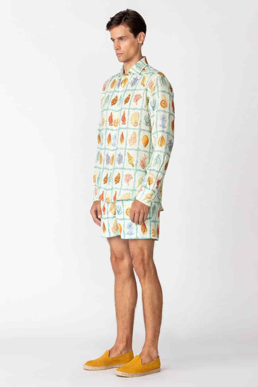 Men's linen shirt sky blue tambor - miniatura 2
