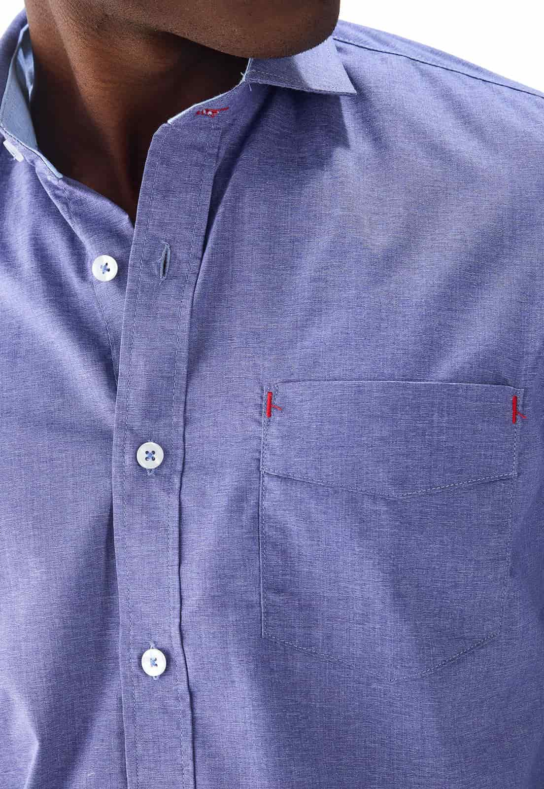 Camisa manga larga azul con textura - miniatura 5