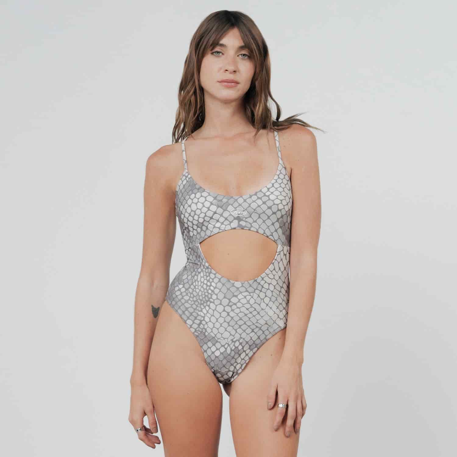 Python Cut-Out Bodysuit - Gray - miniatura 2