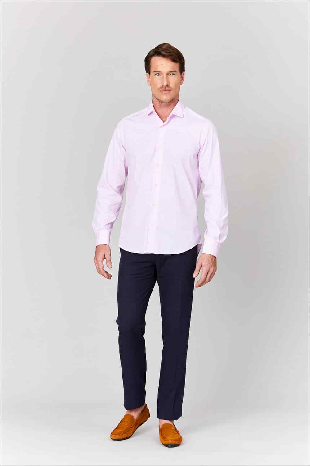 Men's cotton shirt pink muslin - miniatura 1