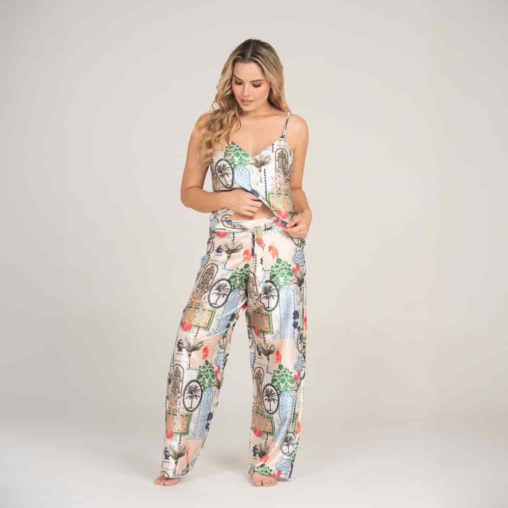 Pantalón Satin Estampado Lotto Blanco. - miniatura 1
