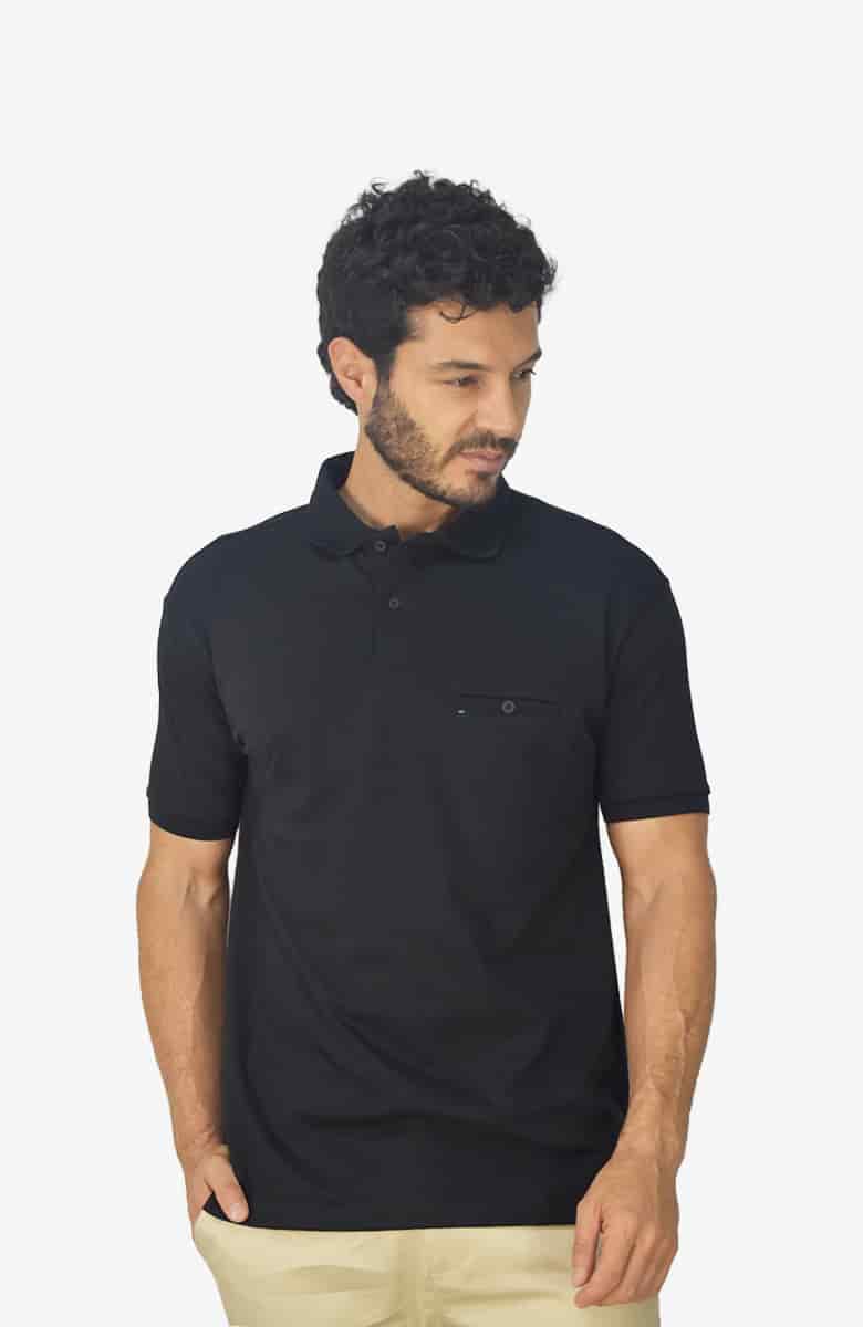 Camiseta Tipo Polo Negra para Hombre - miniatura 1