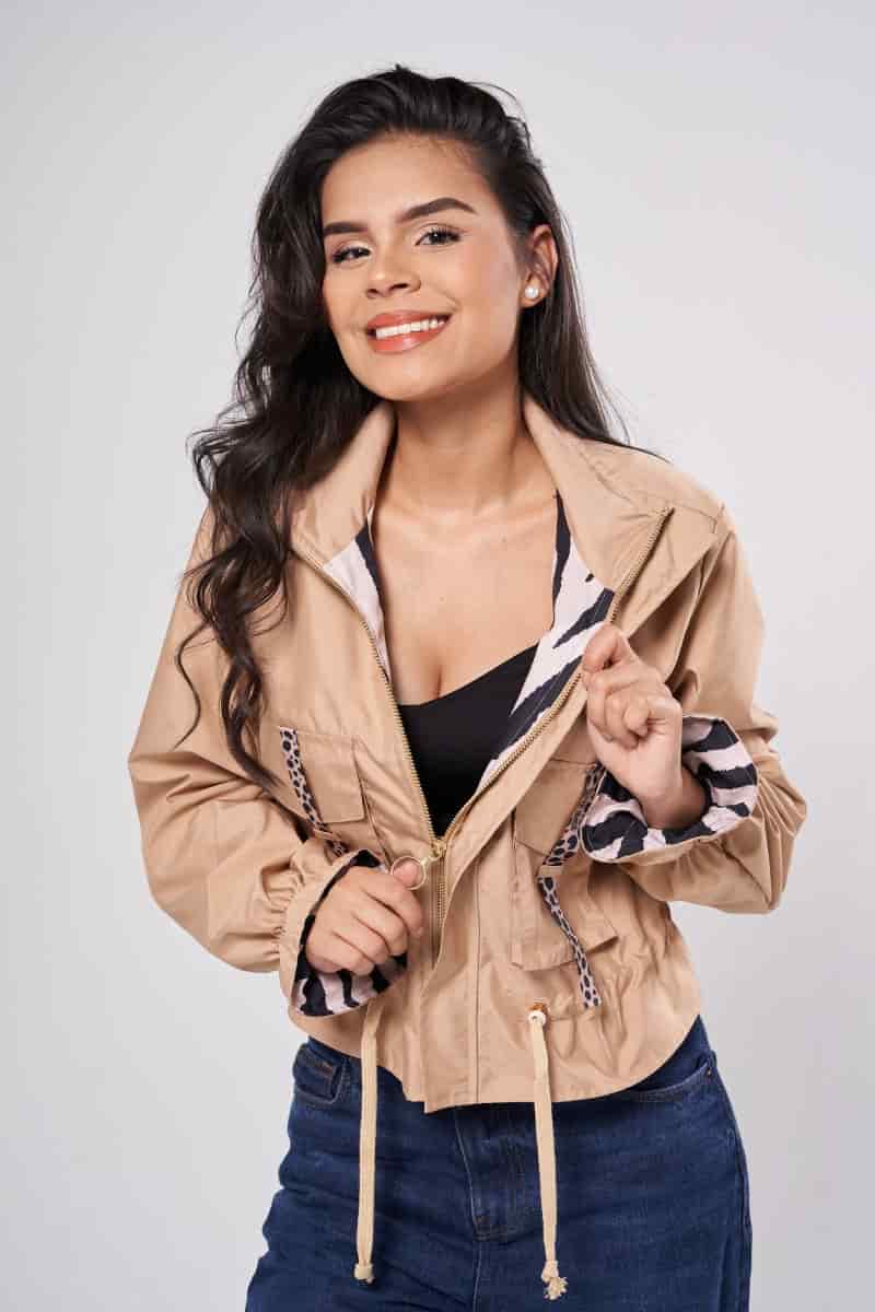 Chaqueta corta unicolor camel - miniatura 5