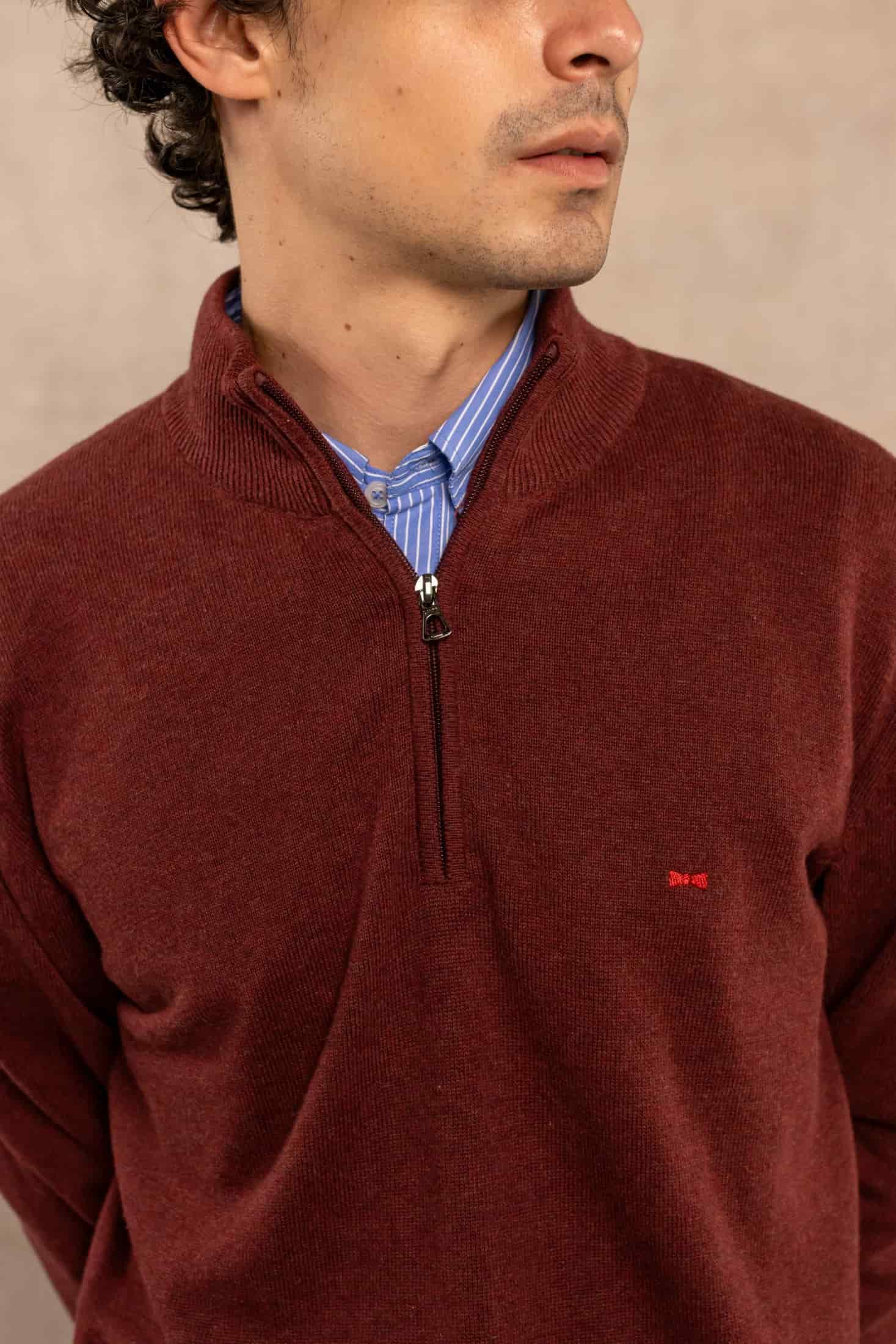 Halfzip Algodon Peinado Antiarrugas Vintage Wine - miniatura 4