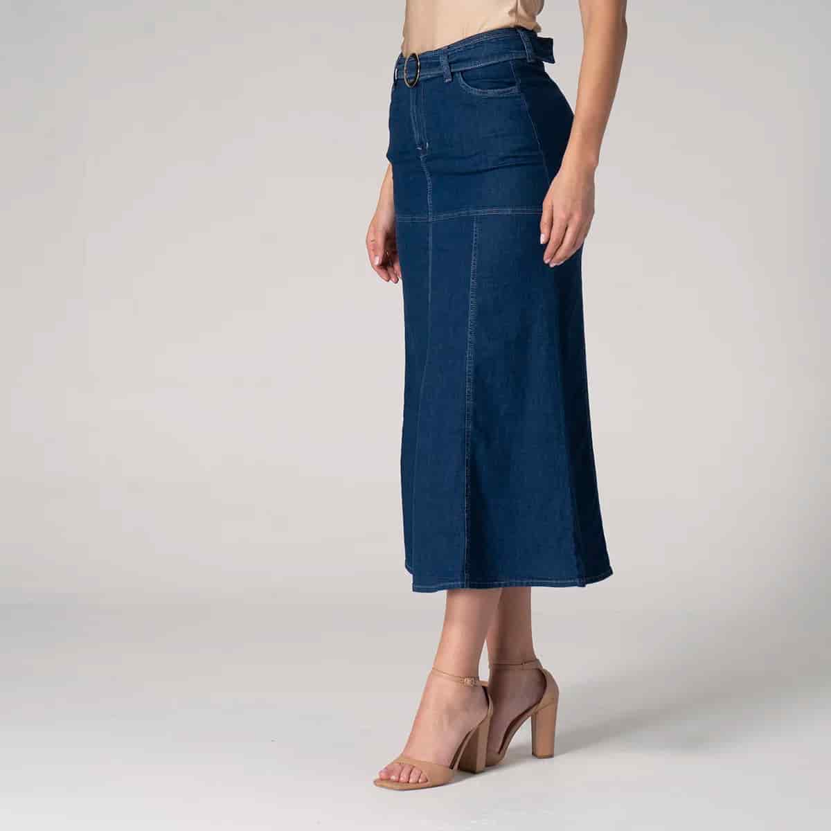 Falda Larga Denim Slim Kenbleu - miniatura 3