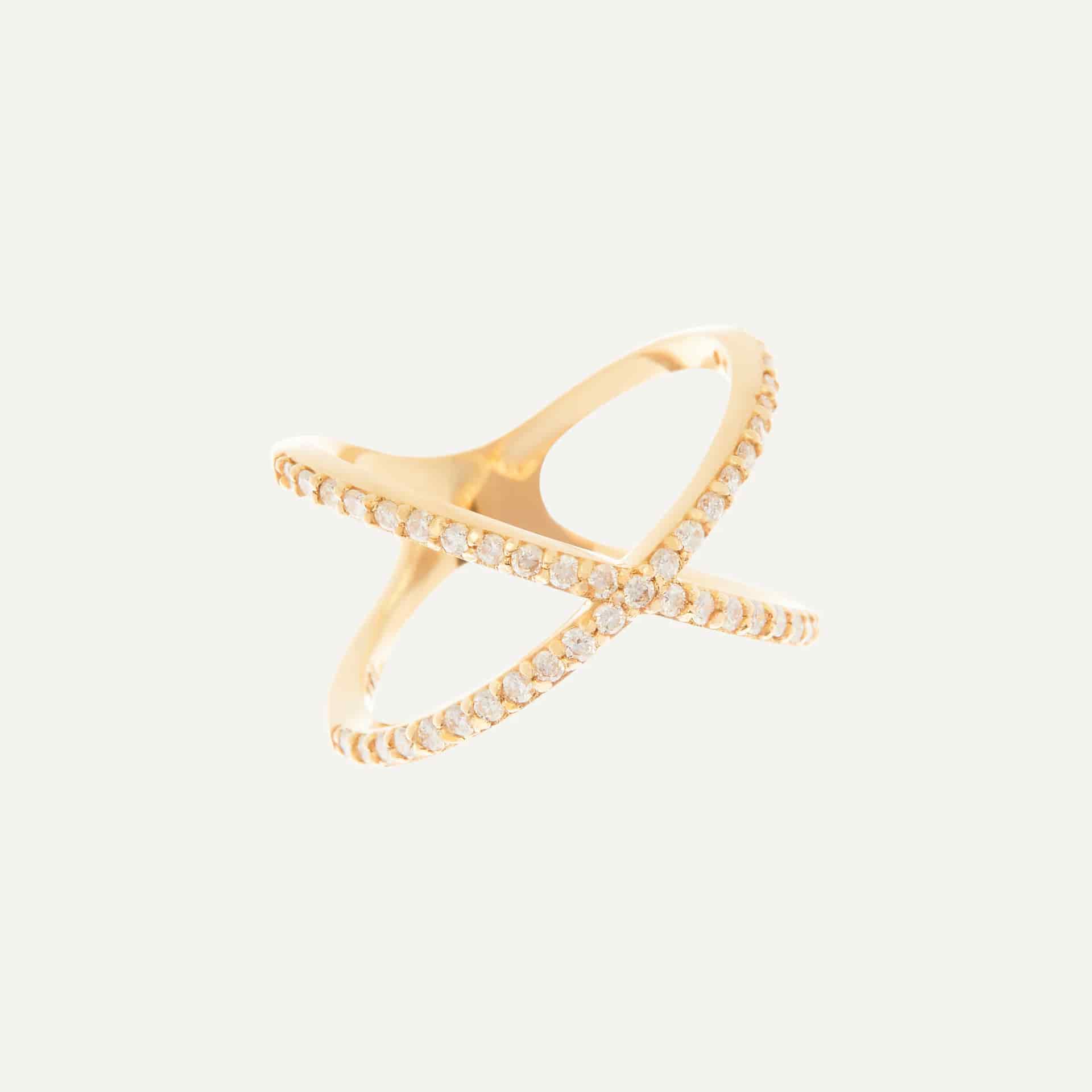 Anillo Big X diamantes - miniatura 2