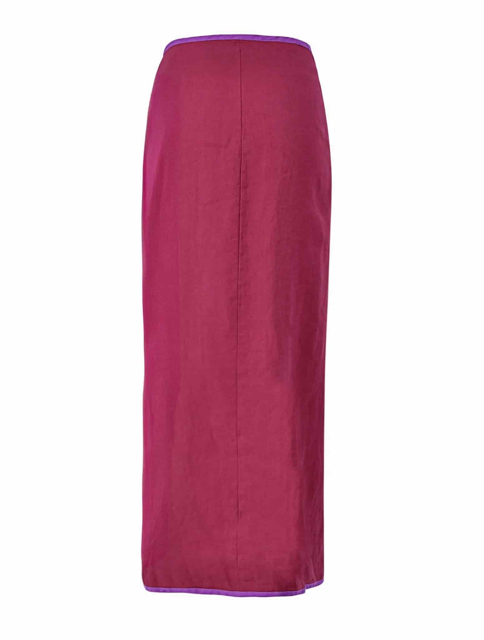 Falda Qipao de lino | Vino / Morado - miniatura 5
