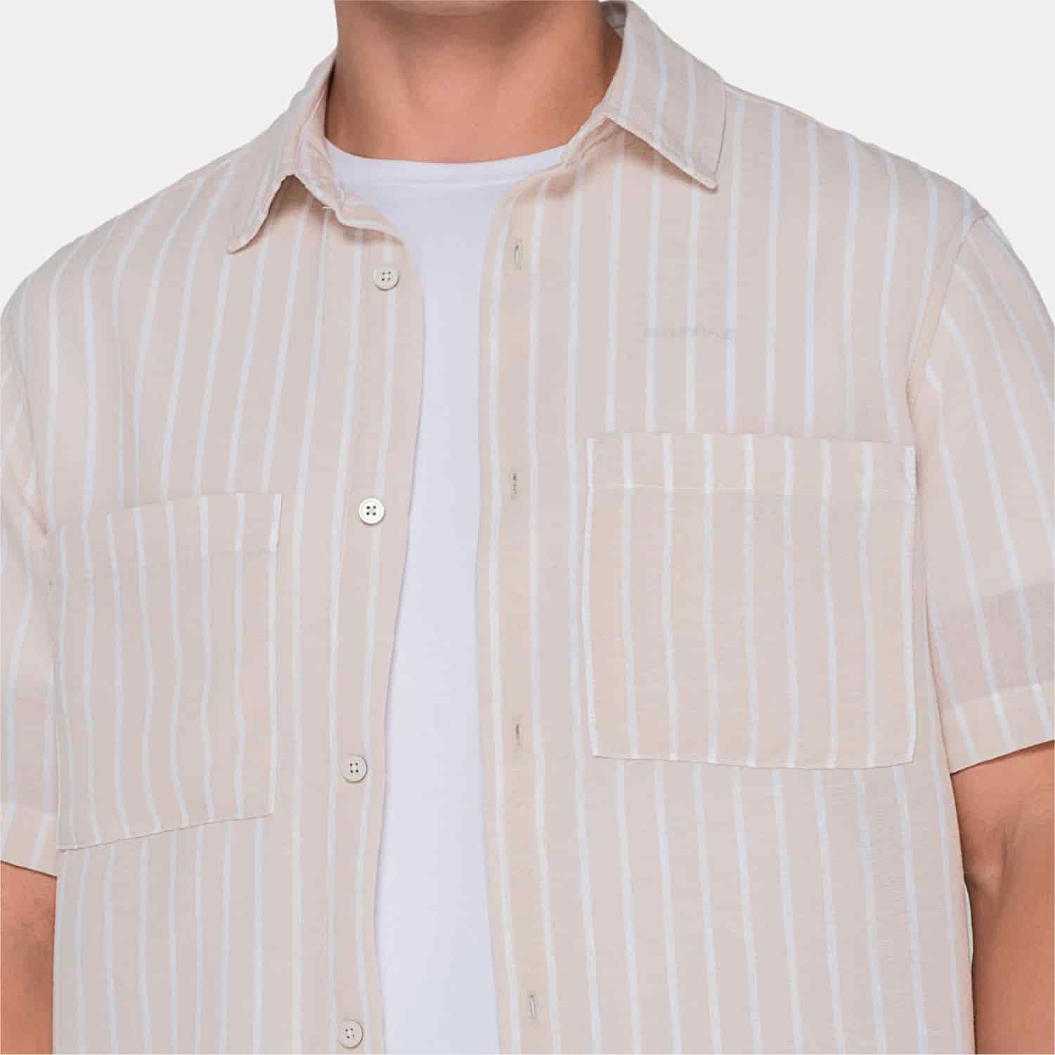 Vertical Stripes S/S Shirt Beige - miniatura 4