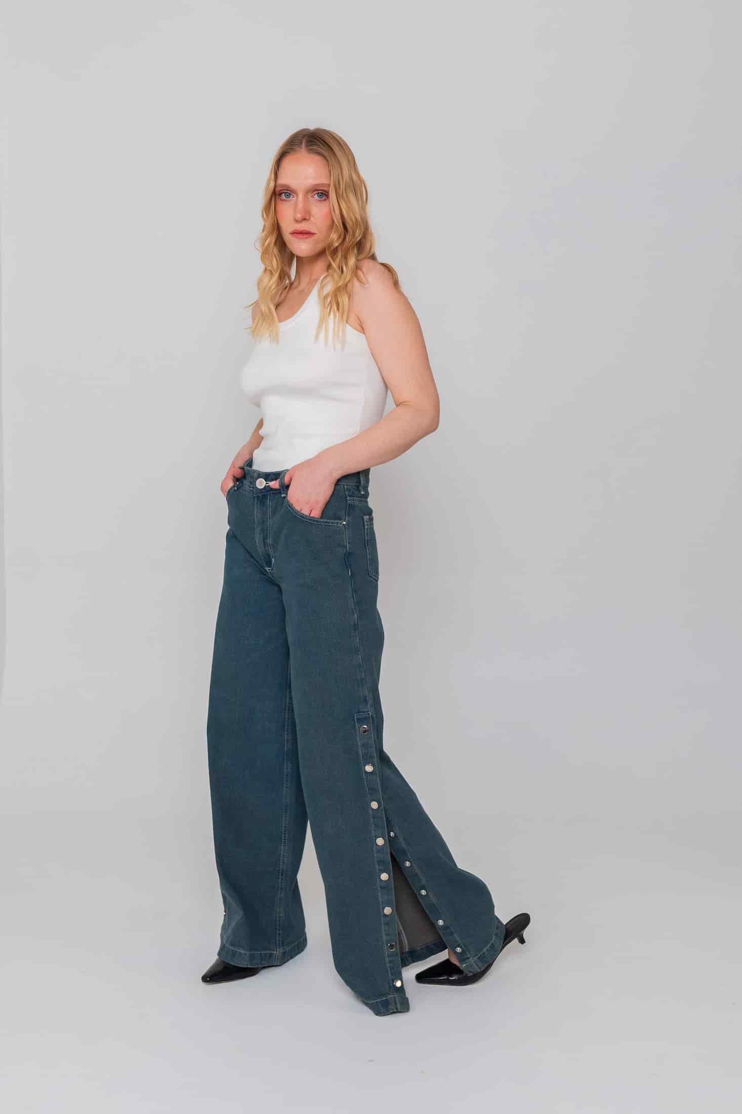 Blue Side Buttons Jeans - miniatura 6