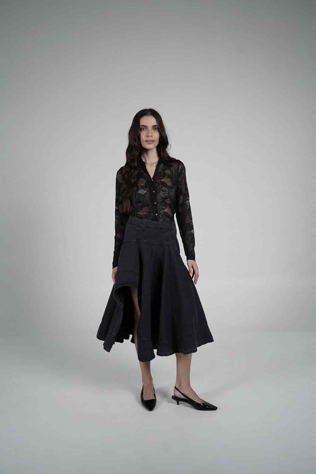 Black asymmetrical skirt - miniatura 8