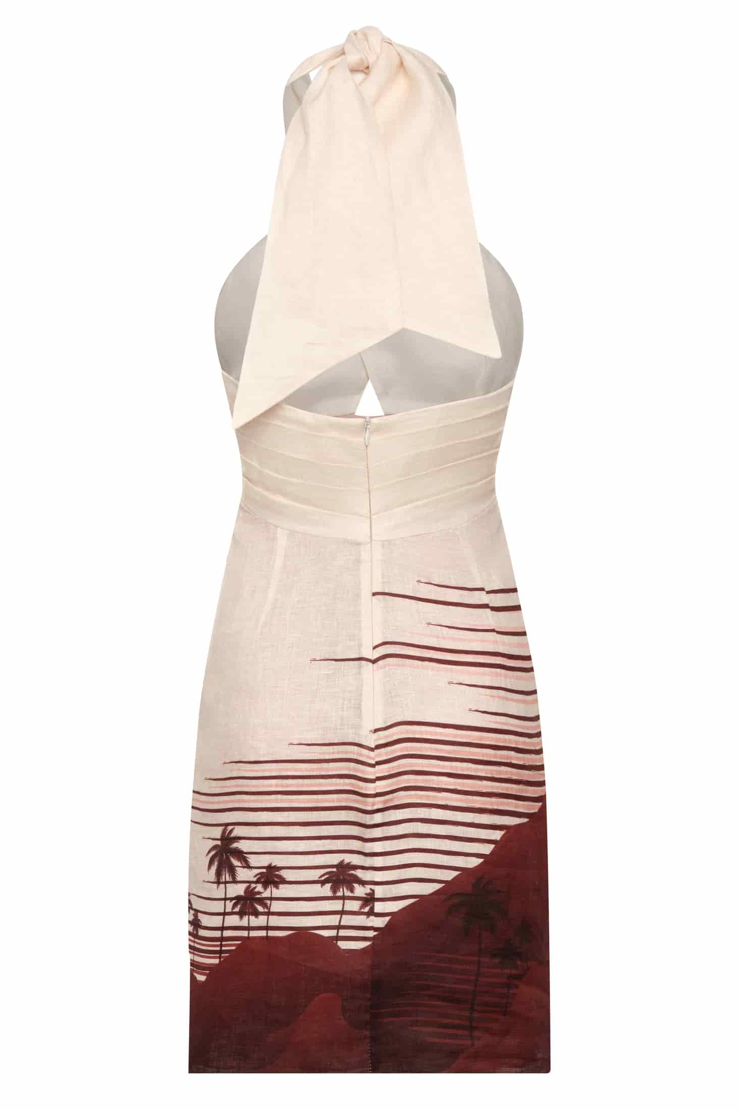 Costa del Sol Linen Mini Dress / Red Tropical Landscape - miniatura 2