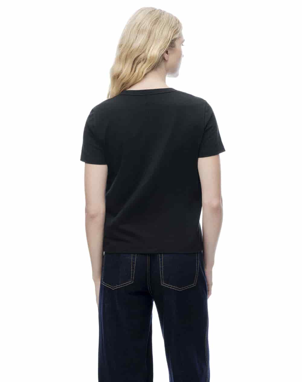 Camiseta manga corta regular negra mujer - miniatura 2