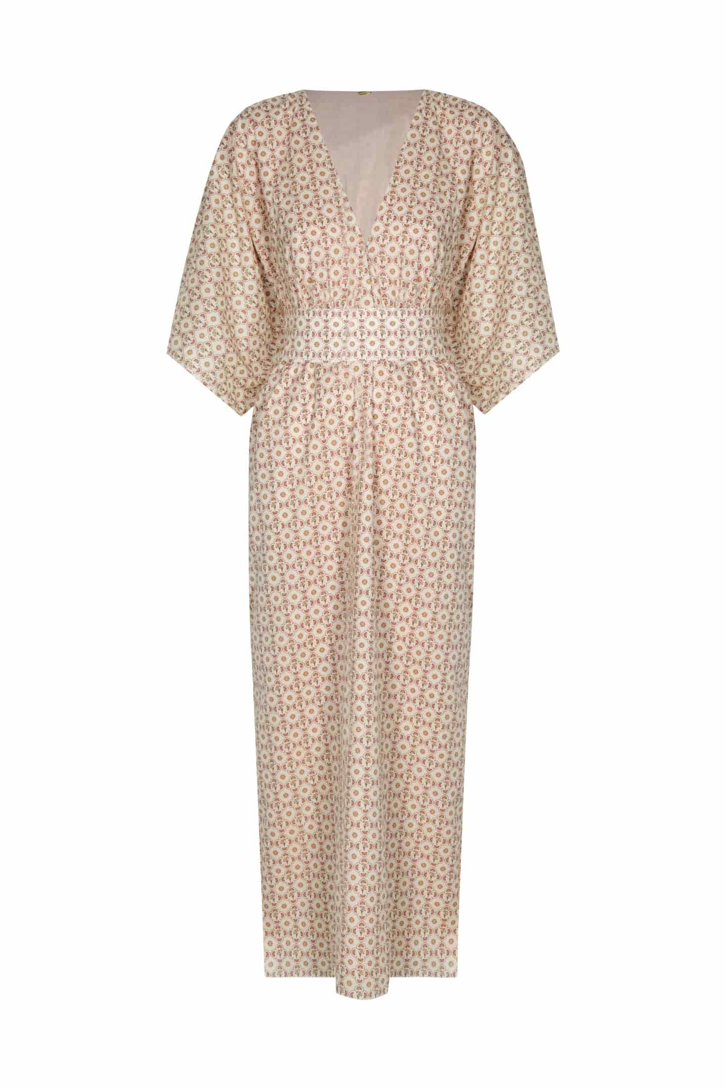 Topacio Bio Cotton Maxi Dress / Beige May Flower - miniatura 3